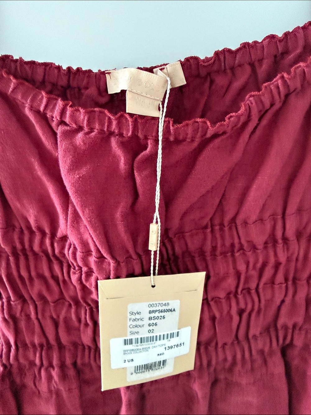 Brock Collection Smocked Peplum Top - Raspberry - Picture 3 of 4